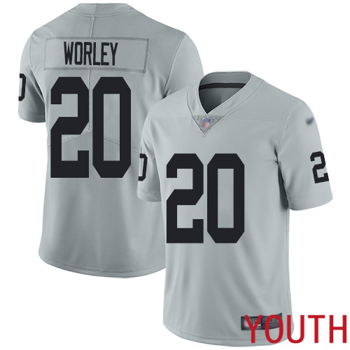 Oakland Raiders Limited Silver Youth Daryl Worley Jersey NFL Football 20 Inverted Legend Jersey